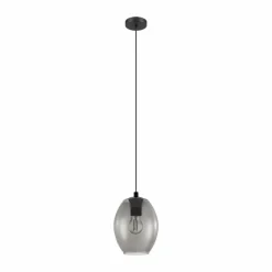 Suspension Verre Fumé-Luminaires Eglo Suspension EGLO CADAQUES Noir, 1 lumière