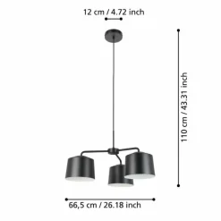 Luminaires Eglo Suspension Eglo CAGUANES Noir, Blanc, 3 lumières* Suspensions