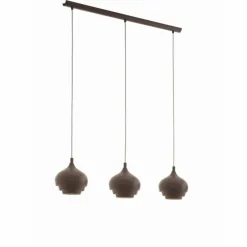 Lampes En Tissu-Luminaires Eglo Suspension Eglo CAMBORNE Brun, 3 lumières
