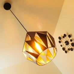 Lampes Vintages & Rétros-Luminaires Eglo Suspension Eglo CARLTON 1 Noir, Argenté, 1 lumière