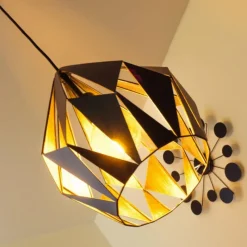 Lampes Vintages & Rétros-Luminaires Eglo Suspension Eglo CARLTON 1 Noir, Argenté, 1 lumière