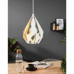 Lampes Dorées-Luminaires Eglo Suspension EGLO CARLTON Or, Blanc, 1 lumière