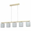 Lampes En Tissu-Luminaires Eglo Suspension EGLO CASTRALVO Brun, Nickel mat, 5 lumières