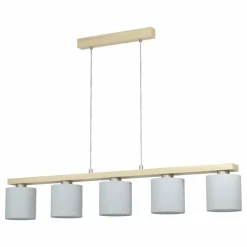 Lampes En Tissu-Luminaires Eglo Suspension EGLO CASTRALVO Brun, Nickel mat, 5 lumières
