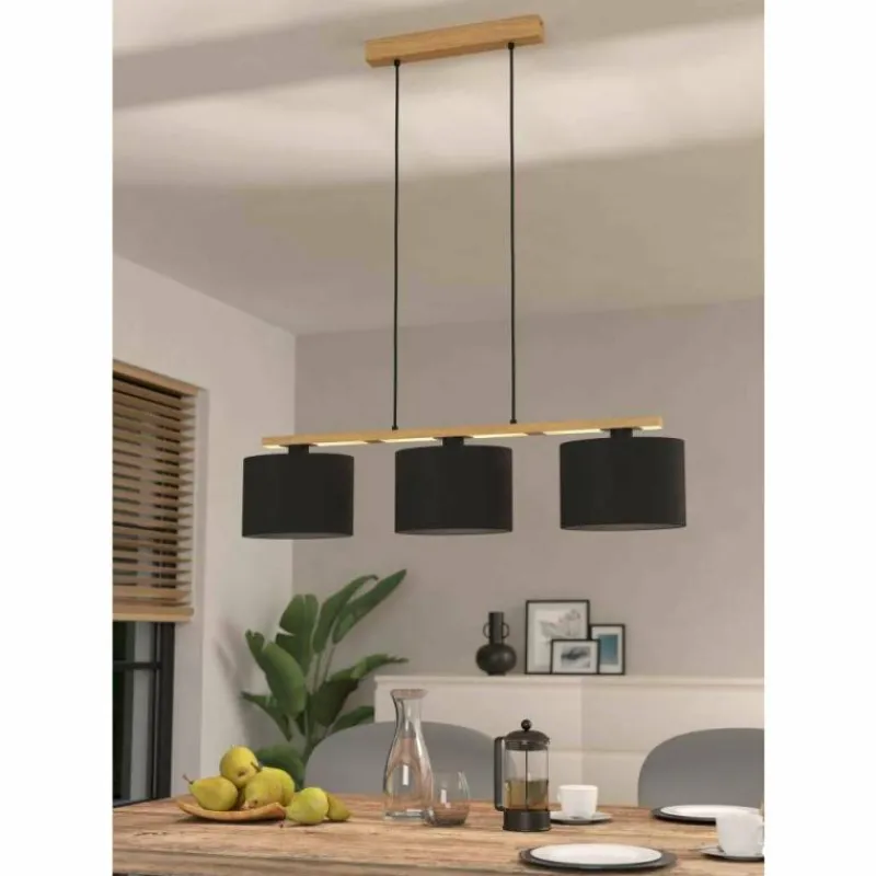 Lampes En Tissu-Luminaires Eglo Suspension Eglo CASTRALVO Brun, 3 lumières