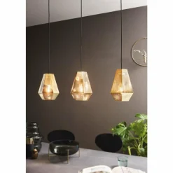 Lampes Industrielles-Luminaires Eglo Suspension EGLO CHIAVICA Laiton, 3 lumières