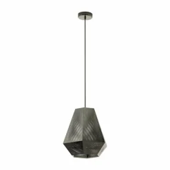 Lampes Industrielles-Luminaires Eglo Suspension EGLO CHIAVICA Nickel mat, Noir, 1 lumière