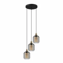 Luminaires Eglo Suspension Eglo CHISLE Or, Noir, 3 lumières