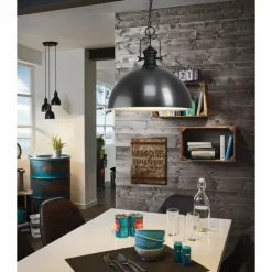 Lampes Industrielles-Luminaires Eglo Suspension EGLO COMBWICH Crème, Noir, 1 lumière