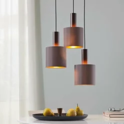 Lampes En Tissu-Luminaires Eglo Suspension Eglo CONCESSA Brun, 3 lumières