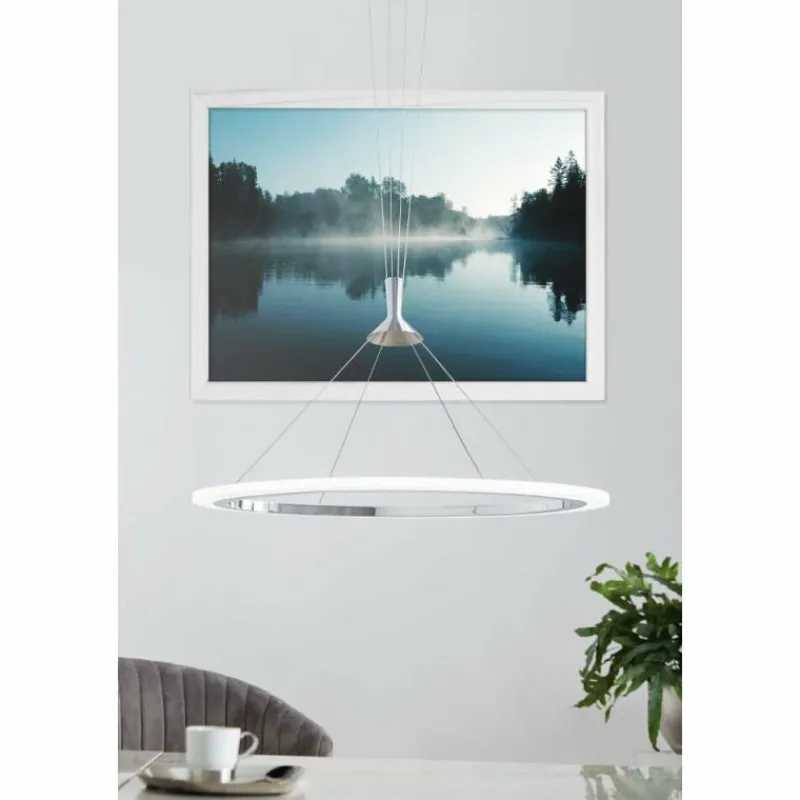 Luminaires Eglo Suspension EGLO connect HORNITOS-C LED Chrome, 1 lumière, Télécommandes