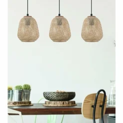 Style Boho-Chic-Luminaires Eglo Suspension Eglo DEMBLEBY Noir, 3 lumières