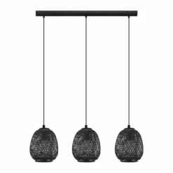 Style Boho-Chic-Luminaires Eglo Suspension Eglo DEMBLEBY Noir, 3 lumières