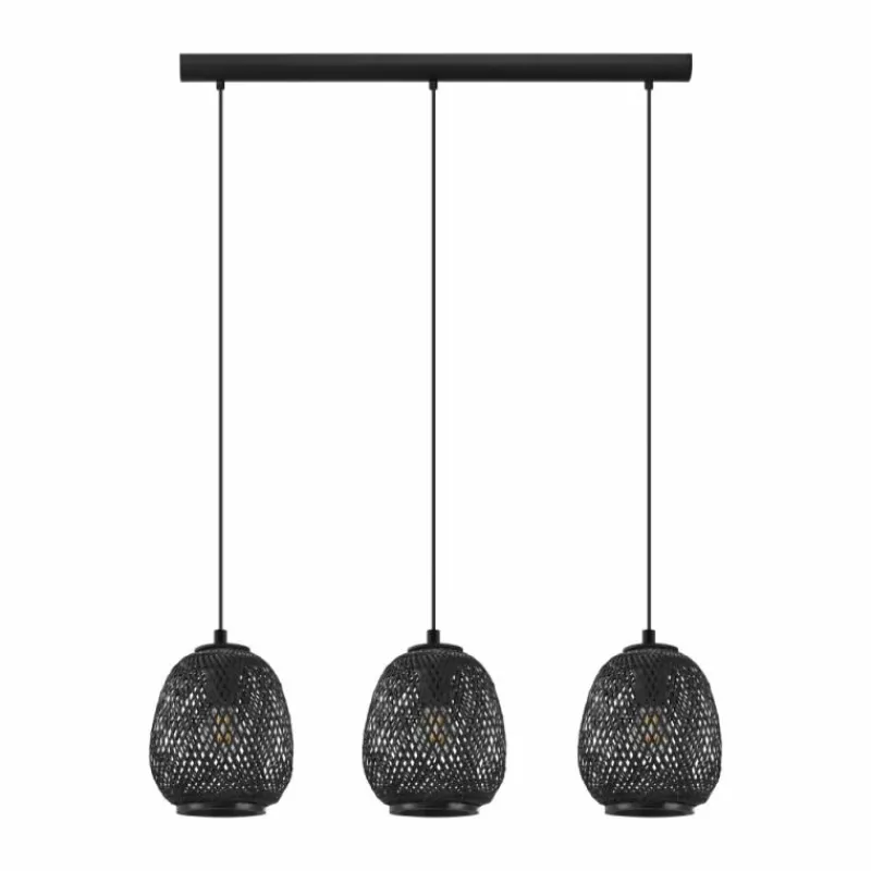 Style Boho-Chic-Luminaires Eglo Suspension Eglo DEMBLEBY Noir, 3 lumières