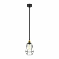 Lampes Vintages & Rétros-Luminaires Eglo Suspension Eglo DENHAM Bruni, Noir, 1 lumière
