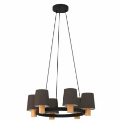 Lampes En Tissu-Luminaires Eglo Suspension Eglo EDALE Écru, Noir, 6 lumières