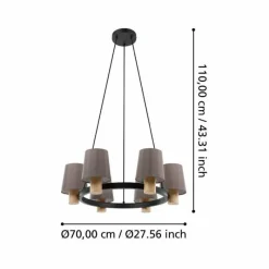 Lampes En Tissu-Luminaires Eglo Suspension Eglo EDALE Écru, Noir, 6 lumières