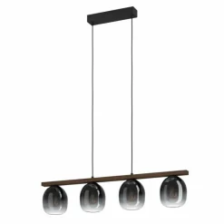 Suspension Verre Fumé-Luminaires Eglo Suspension Eglo FILAGO Bois foncé, Noir, 4 lumières