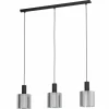 Suspension Verre Fumé-Luminaires Eglo Suspension Eglo GOROSIBA Noir, 3 lumières