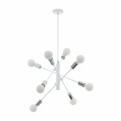 Luminaires Eglo Suspension Eglo GRADOLI Chrome, Blanc, 8 lumières* Suspensions