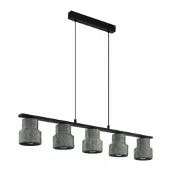 Lampes Industrielles-Luminaires Eglo Suspension Eglo HILCOTT Noir, 5 lumières