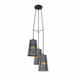 Lampes Dorées-Luminaires Eglo Suspension EGLO HONEYBOURNE Noir, 3 lumières