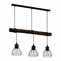 Lampes En Bois-Luminaires Eglo Suspension Eglo HORNINGTOPS Brun, Noir, 3 lumières