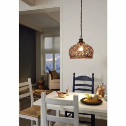 Luminaires Eglo Suspension Eglo JADIDA Brun foncé, Cuivre, 1 lumière