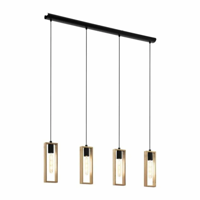 Lampes Vintages & Rétros-Luminaires Eglo Suspension Eglo LITTLETON Noir, 4 lumières