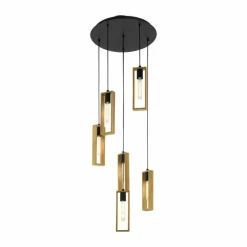 Lampes Vintages & Rétros-Luminaires Eglo Suspension Eglo LITTLETON Noir, 6 lumières
