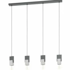 Lampes En Bois-Luminaires Eglo Suspension Eglo LOBATIA Noir, 4 lumières