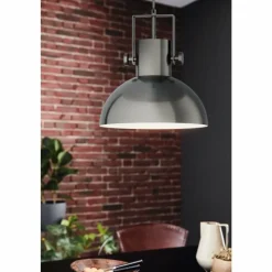 Lampes Industrielles-Luminaires Eglo Suspension EGLO LUBENHAM Crème, Nickel mat, 1 lumière