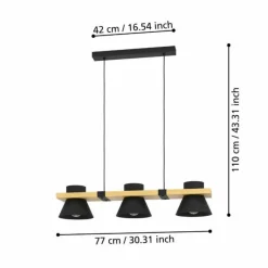 Lampes En Bois-Luminaires Eglo Suspension Eglo MACCLES Écru, Noir, 3 lumières