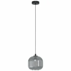Suspension Verre Fumé-Luminaires Eglo Suspension Eglo MANTUNALLE Noir, 1 lumière