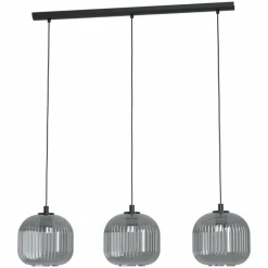 Suspension Verre Fumé-Luminaires Eglo Suspension Eglo MANTUNALLE Noir, 3 lumières