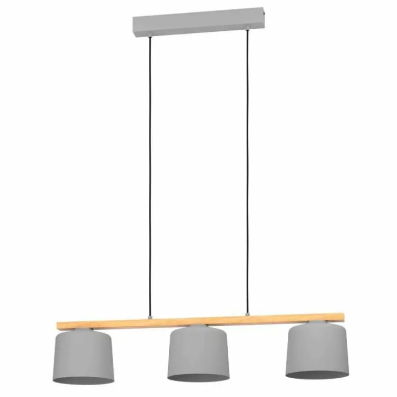 Lampes En Bois-Luminaires Eglo Suspension Eglo MARIEL Brun, Gris, 3 lumières