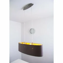 Lampes En Tissu-Luminaires Eglo Suspension Eglo Maserlo cappuccino Nickel mat, 2 lumières
