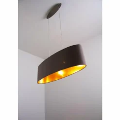 Lampes En Tissu-Luminaires Eglo Suspension Eglo Maserlo cappuccino Nickel mat, 2 lumières