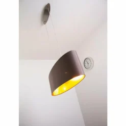 Lampes En Tissu-Luminaires Eglo Suspension Eglo Maserlo cappuccino Nickel mat, 2 lumières