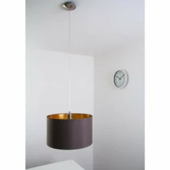 Lampes En Tissu-Luminaires Eglo Suspension Eglo Maserlo cappuccino Nickel mat, 1 lumière
