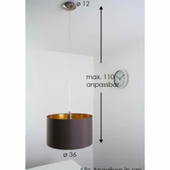 Lampes En Tissu-Luminaires Eglo Suspension Eglo Maserlo cappuccino Nickel mat, 1 lumière