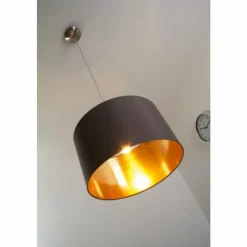 Lampes En Tissu-Luminaires Eglo Suspension Eglo Maserlo cappuccino Nickel mat, 1 lumière
