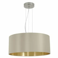 Lampes En Tissu-Luminaires Eglo Suspension Eglo MASERLO Nickel mat, 3 lumières