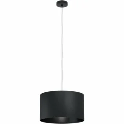 Lampes En Tissu-Luminaires Eglo Suspension Eglo MASERLO Noir, 1 lumière