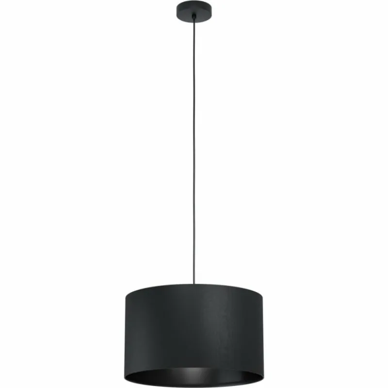 Lampes En Tissu-Luminaires Eglo Suspension Eglo MASERLO Noir, 1 lumière