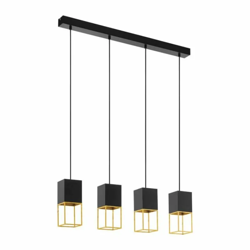 Lampes Dorées-Luminaires Eglo Suspension Eglo MONTEBALDO Or, Noir, 4 lumières
