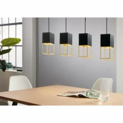 Lampes Dorées-Luminaires Eglo Suspension Eglo MONTEBALDO Or, Noir, 4 lumières