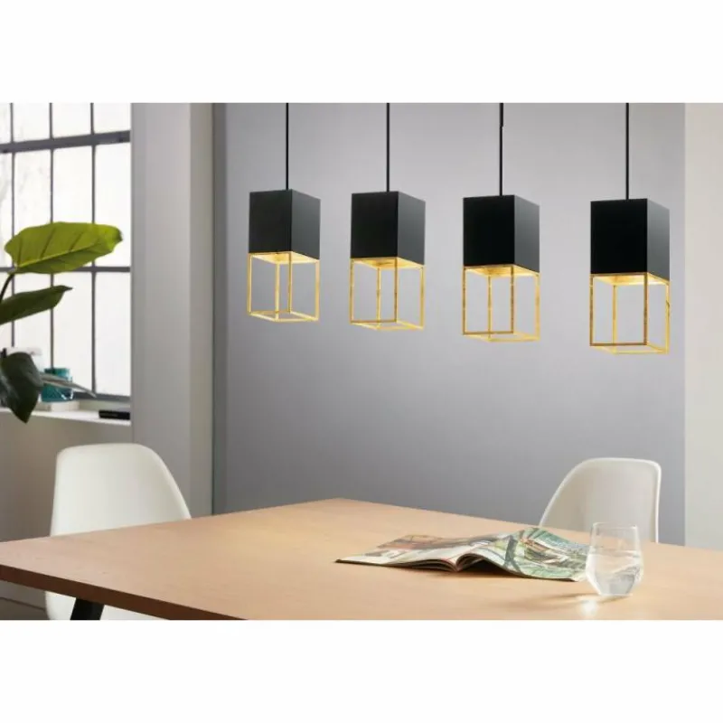 Lampes Dorées-Luminaires Eglo Suspension Eglo MONTEBALDO Or, Noir, 4 lumières
