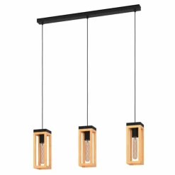 Lampes En Bois-Luminaires Eglo Suspension Eglo NAFFERTON Écru, Noir, 3 lumières