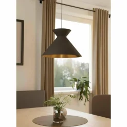 Lampes En Tissu-Luminaires Eglo Suspension Eglo NASTASIA Noir, 1 lumière
